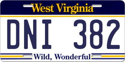 WV license plate DNI382