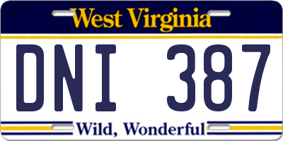 WV license plate DNI387