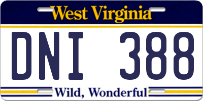 WV license plate DNI388