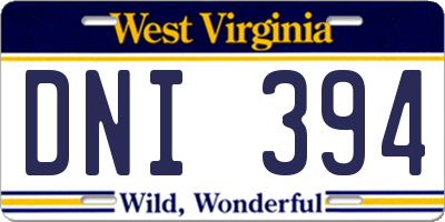 WV license plate DNI394