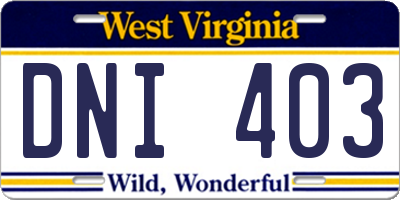 WV license plate DNI403