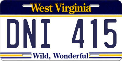 WV license plate DNI415