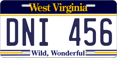 WV license plate DNI456