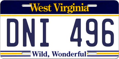 WV license plate DNI496
