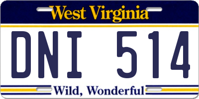 WV license plate DNI514