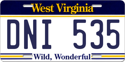 WV license plate DNI535