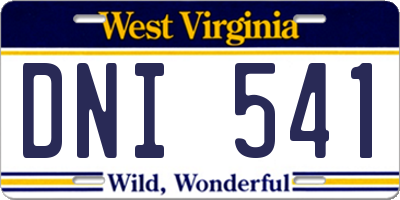 WV license plate DNI541