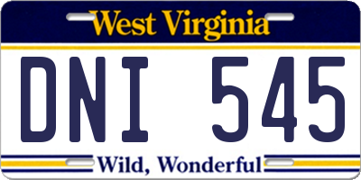 WV license plate DNI545
