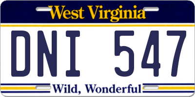 WV license plate DNI547