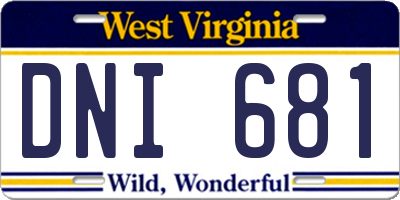WV license plate DNI681