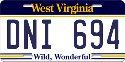 WV license plate DNI694