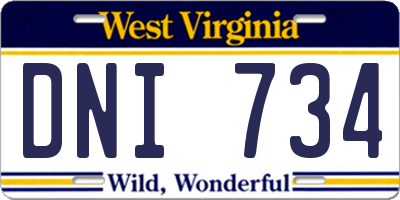 WV license plate DNI734