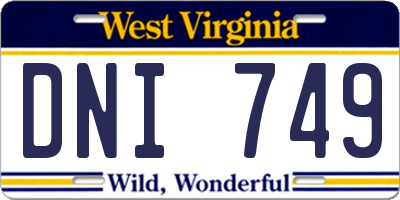 WV license plate DNI749