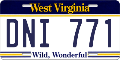 WV license plate DNI771