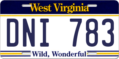 WV license plate DNI783