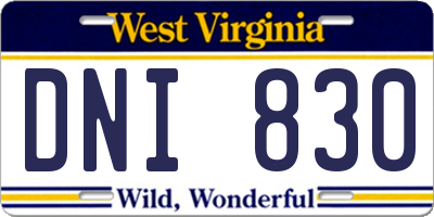 WV license plate DNI830