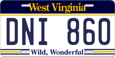 WV license plate DNI860