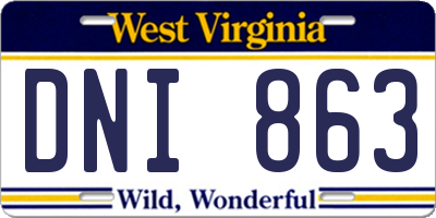 WV license plate DNI863
