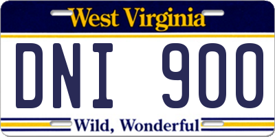 WV license plate DNI900