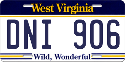 WV license plate DNI906