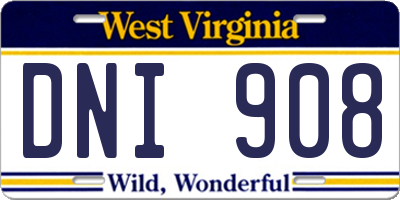 WV license plate DNI908
