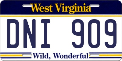 WV license plate DNI909
