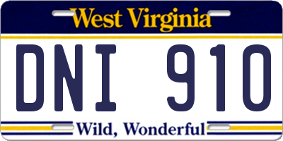 WV license plate DNI910