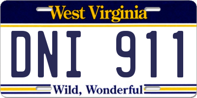 WV license plate DNI911