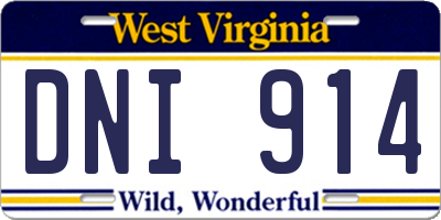WV license plate DNI914