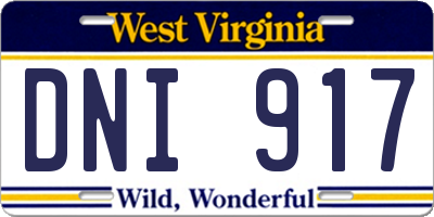 WV license plate DNI917