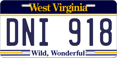 WV license plate DNI918