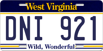 WV license plate DNI921
