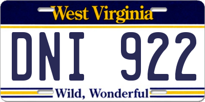 WV license plate DNI922