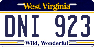 WV license plate DNI923