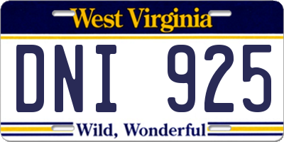 WV license plate DNI925