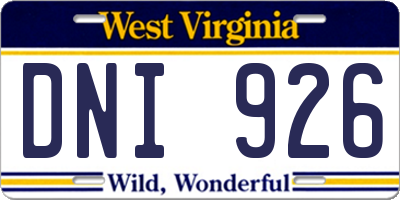 WV license plate DNI926