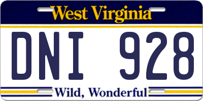 WV license plate DNI928