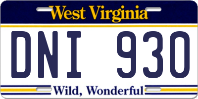 WV license plate DNI930
