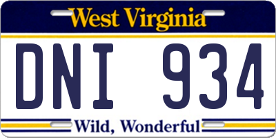 WV license plate DNI934