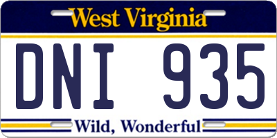 WV license plate DNI935
