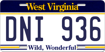 WV license plate DNI936