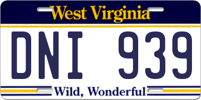 WV license plate DNI939
