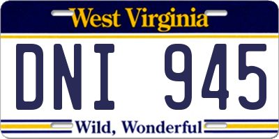 WV license plate DNI945