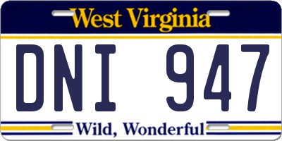 WV license plate DNI947