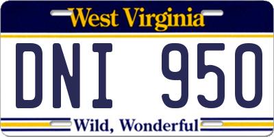 WV license plate DNI950
