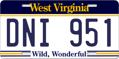 WV license plate DNI951