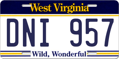WV license plate DNI957