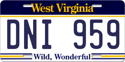 WV license plate DNI959