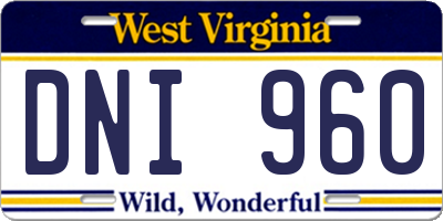 WV license plate DNI960