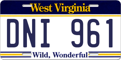 WV license plate DNI961
